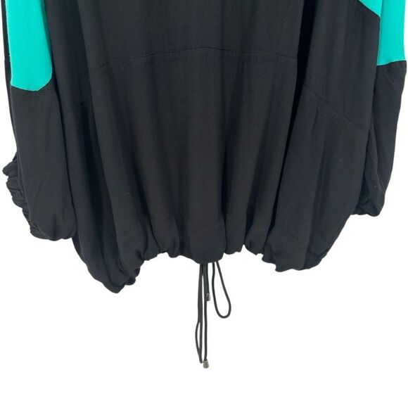 Free People Colorblock Oversize Half Zip Tunic Top Green Black Drawstring XS/SM - Picture 5 of 10